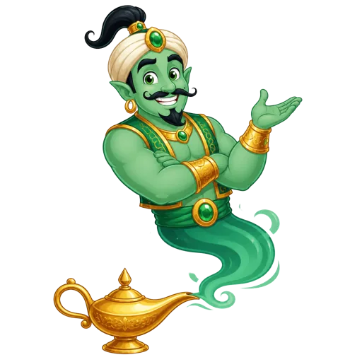 The original green Genie Lotto mascot